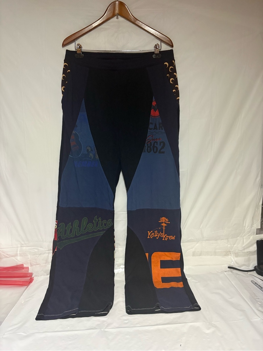 Marine Serre White Line Regenerated Patchwork sweatpants